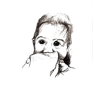 anita snik-broeken, pentekening, portret kind